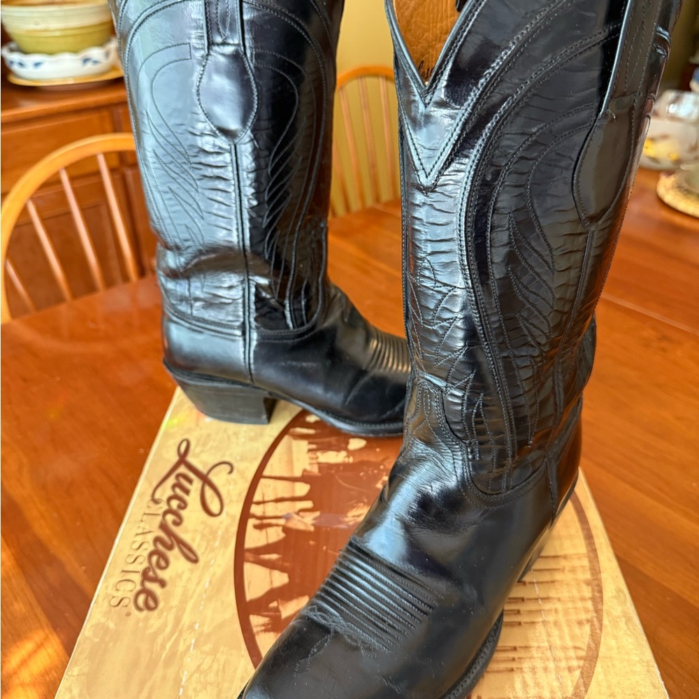 Lucchese Black Western Cowboy Boots